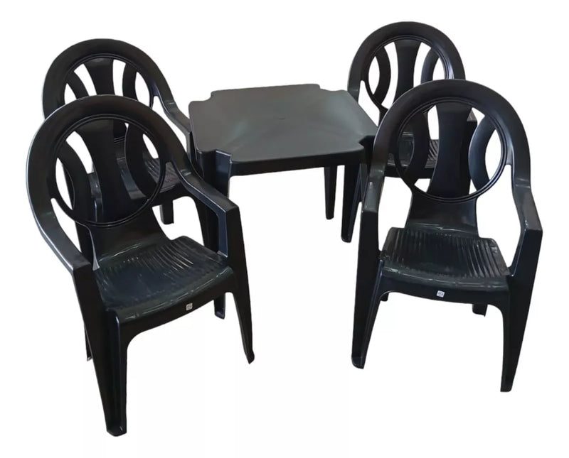 Kit Mesa Monobloco Com 4 Cadeiras Poltrona D Plástico 182 Kg