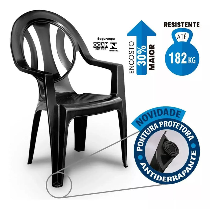 Kit Mesa Monobloco Com 4 Cadeiras Poltrona D Plástico 182 Kg