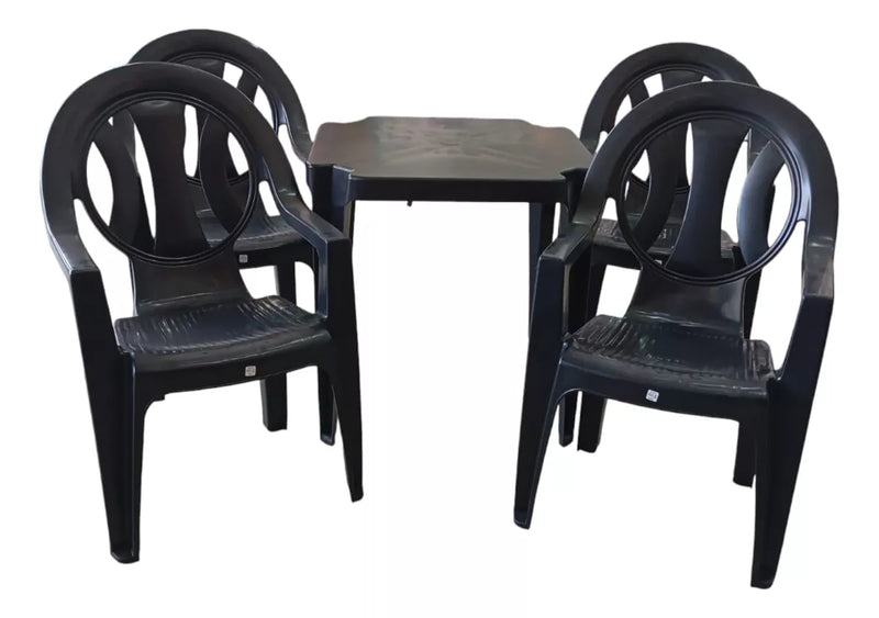 Kit Mesa Monobloco Com 4 Cadeiras Poltrona D Plástico 182 Kg