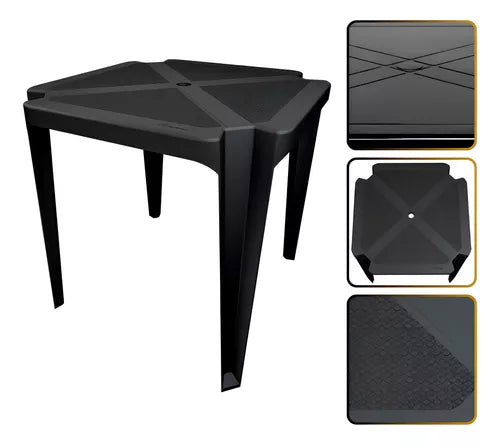 Kit Mesa Monobloco Jr Plásticos com 4 Cadeiras Bistrô Gold - Suporta até 182kg - Cor Preto