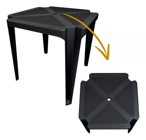 Kit Mesa Monobloco Jr Plásticos com 4 Cadeiras Bistrô Gold - Suporta até 182kg - Cor Preto